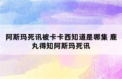 阿斯玛死讯被卡卡西知道是哪集 鹿丸得知阿斯玛死讯